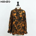 ＼楽天ランキング1位獲得／【新品】 ケンゾー KENZO FB62CH030528 17／PRINTED SOFT SHIRT フローラル シルク シャツ オレンジ ブラック プリント レディース