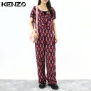 【新品】 ケンゾー KENZO オールインワン FA52CO043525 77 レディース ネイビー シルク 薄手 Vネック 総柄 ボトムス パンツ 袖フレア