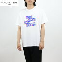 メゾンキツネ Tシャツ メンズ ＼最安値に挑戦／【新品】 メゾン キツネ MAISON KITSUNE HM00140KJ0008 P100 MEN ホワイト ネオン タイポ クラッシック Tシャツ ホワイト マルチカラー クルーネック 半袖 プリント ロゴ コットン メンズ トップス 白 ブランド