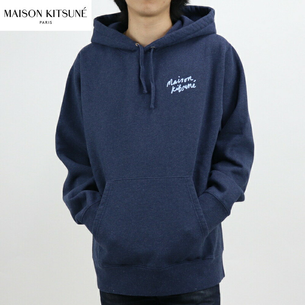 【週末限定SALE】【新品】 メゾン キツネ MAISON KITSUNE IU00330KM0020 H481 UNISEX MINI HANDWRITING RELAXED HOODIE スウェット トレーナー パーカー ネイビー メンズ レディース ユニセックス