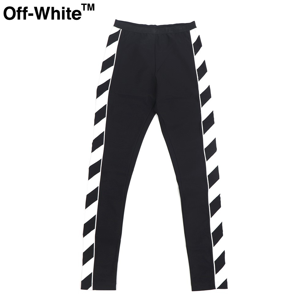 楽天LE CHIEN【週末限定SALE】【新品】 オフホワイト Off-White レギンス OWCD009E19E02095 1001 DIAG ATHLETIC LEGGINGS レディース ブラック×ホワイト スポーツウェア ピラティスウェア ヨガウェア トレーニングウェア スパッツ タイツ 伸縮 ロゴ