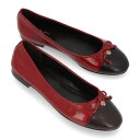 【訳あり・新品】 トリー バーチ Tory Burch シューズ パンプス レディース CAP TOE BALLET キャップ トゥバレエ ダークブラウン×レッド レザー バレエシューズ ダブルT ヒールなし 154510 200