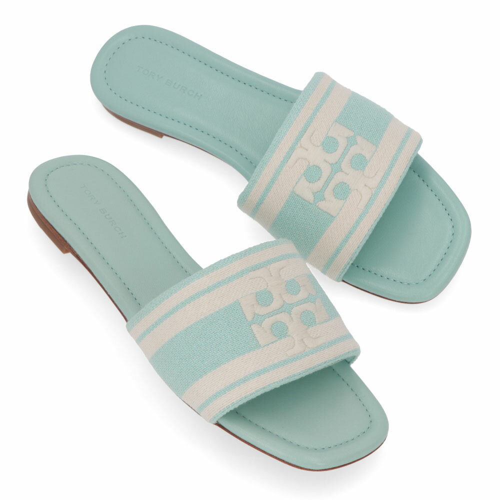 【新品】トリー バーチ Tory Burch シューズ サンダル レディース double jacquard slide stripe logo ..