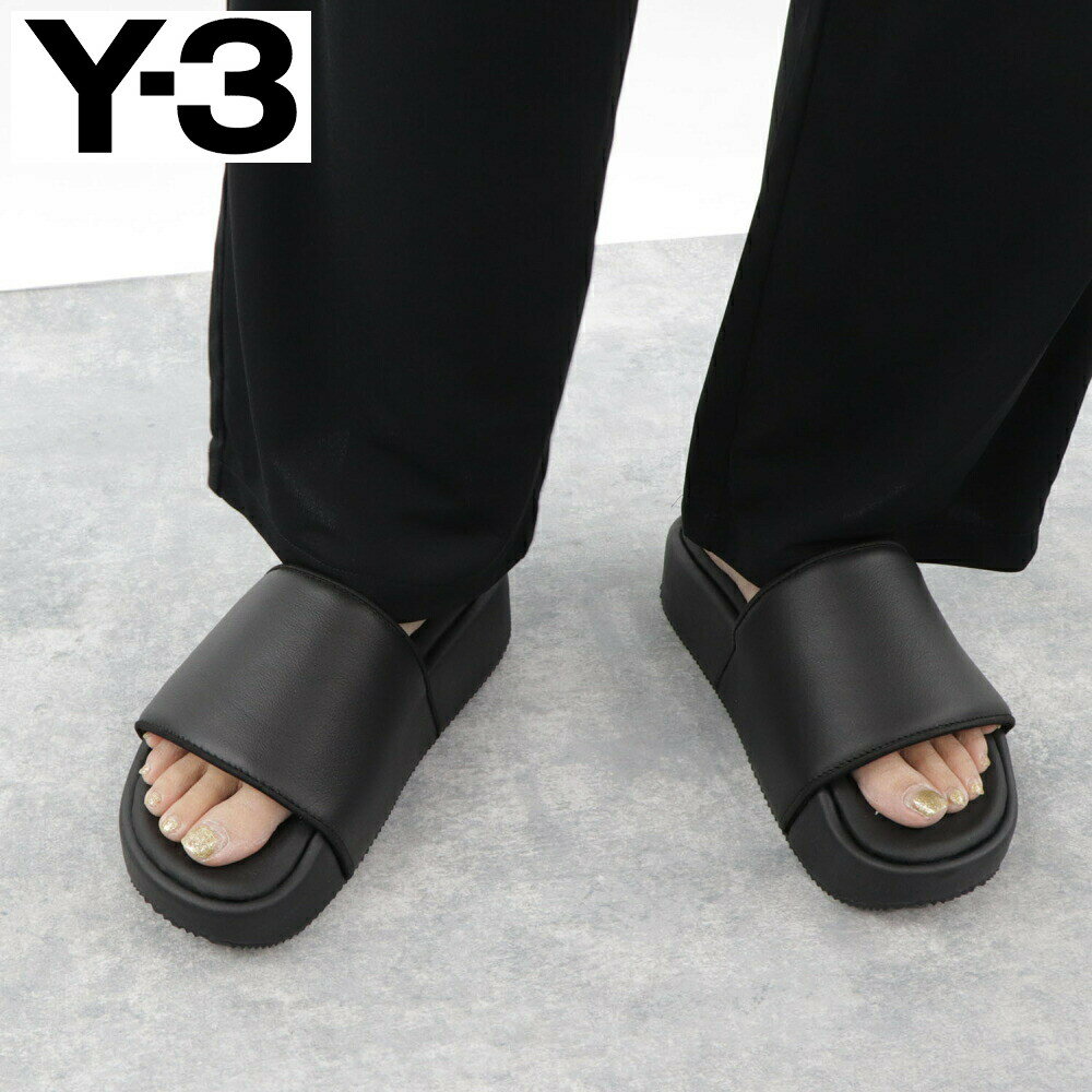 ＼楽天ランキング1位獲得／ ADIDAS アディダス Y-3 ワイスリー ヨウジヤマモト FZ6403／SLIDES サンダル BLACK ブラック 厚底 シンプル ビーチサンダル レザー メンズ