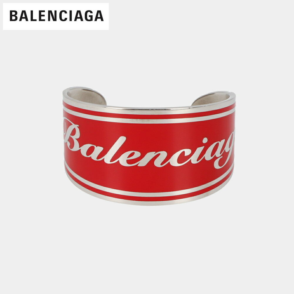 【週末限定SALE】【新品】 バレンシアガ BALENCIAGA 503320 TZ9E9 8521 ブレスレット バングル アクセサリー シルバー レッド ロゴ レディース メンズ ユニセックス