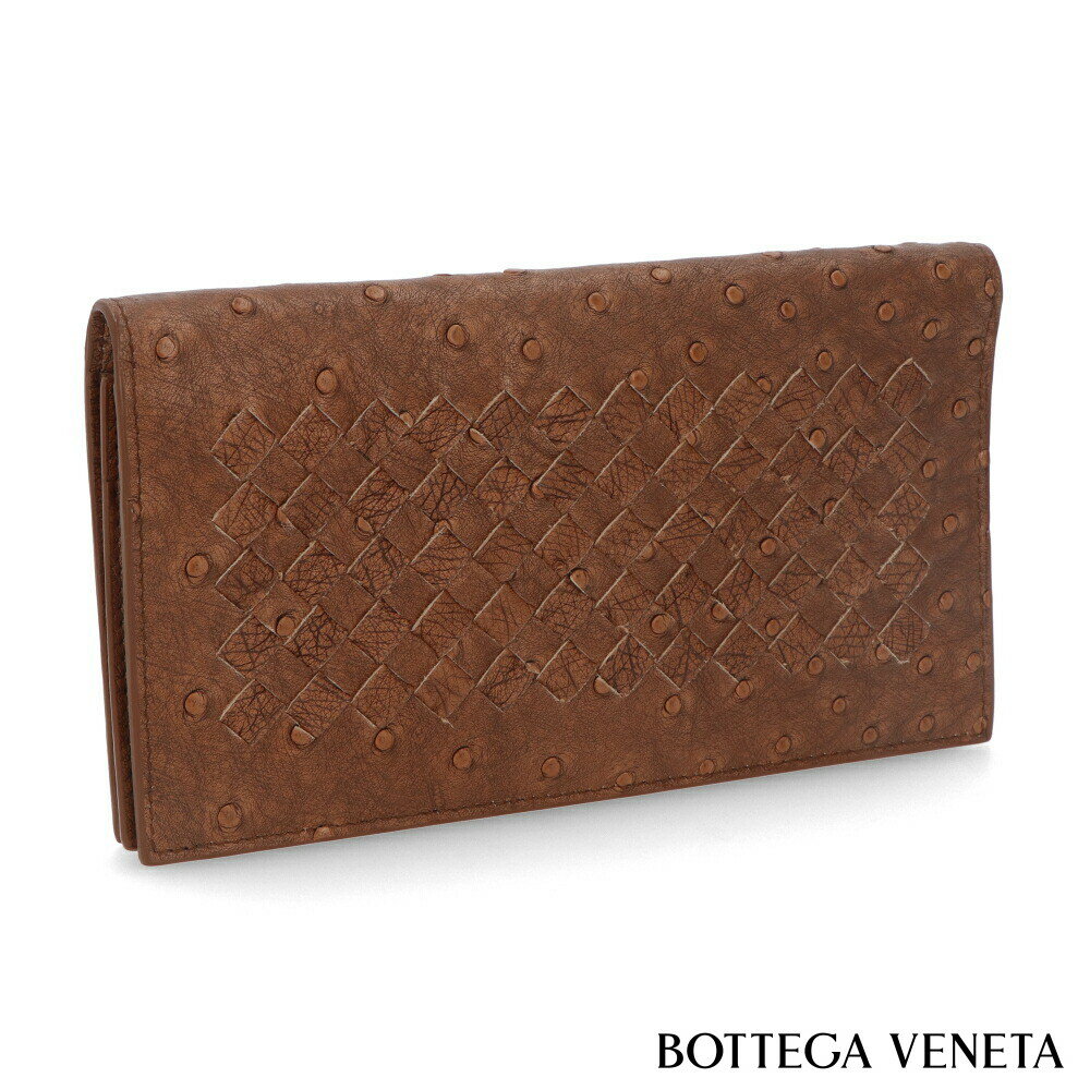 オーストリッチ ＼ポイント3倍 9日20時～／【新品】 ボッテガ ヴェネタ BOTTEGA VENETA 財布 長財布 316005 VQ9512531 オーストリッチ イントレチャート メンズ ブラウン 本革 二つ折り カードポケット 多め 18個