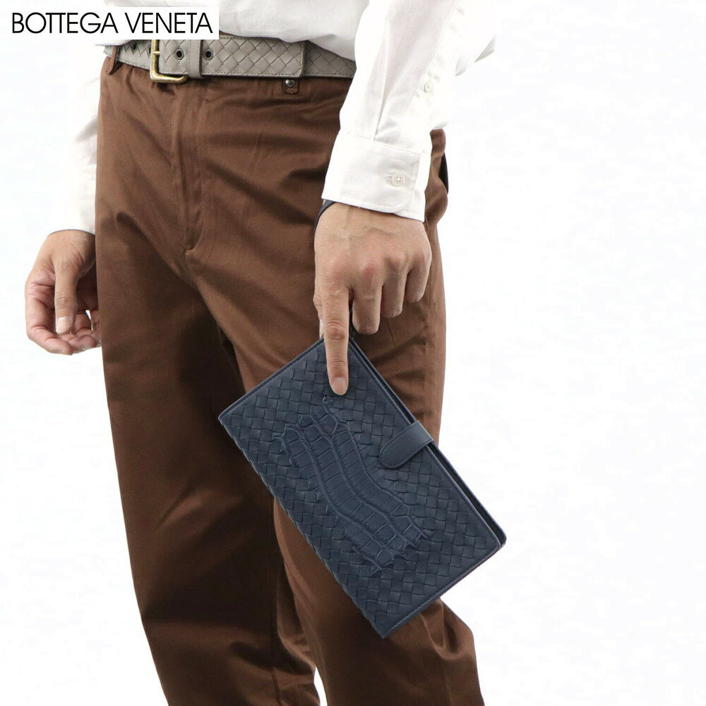 ＼ポイント3倍 9日20時～／【新品】 ボッテガ ヴェネタ BOTTEGA VENETA バッグ クラッチバッグ 426855 V00A64086 イントレチャート メンズ ブルー系 クロコ リストレット付き