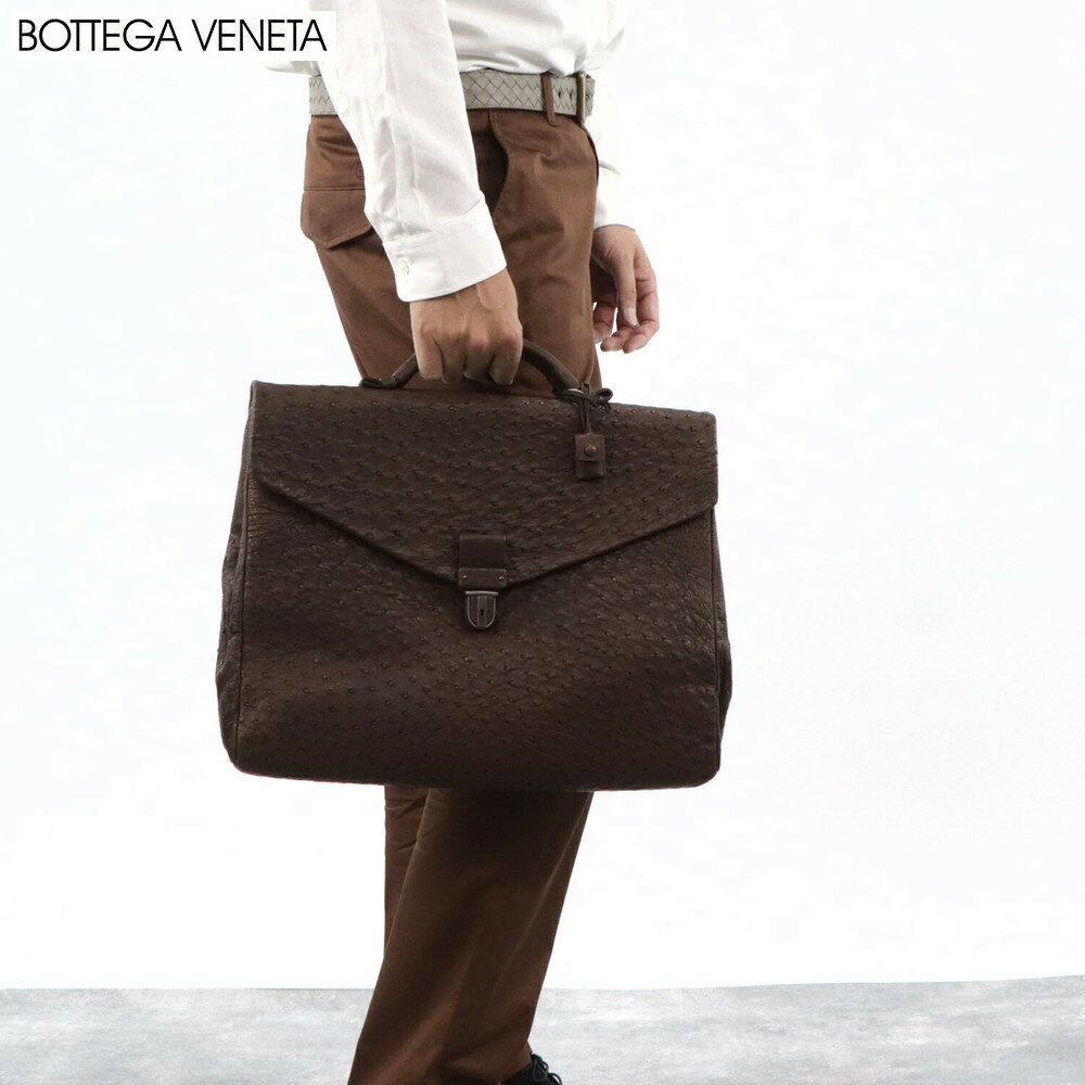 ＼最安値に挑戦／ 【新品】 ボッテガ ヴェネタ BOTTEGA VENETA バッグ ビジネスバッグ 122139 VQ9502104 オーストリッチ メンズ ダークブラウン ブリーフケース A4対応 横型 鍵付き