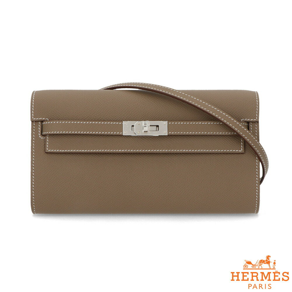 【週末限定SALE】 【新品】 エルメス HERMES 財布 長財布 二つ折り長財布 ケリートゥーゴー レディース エトゥープ ショルダーバッグ 2Way エプソン シルバー金具