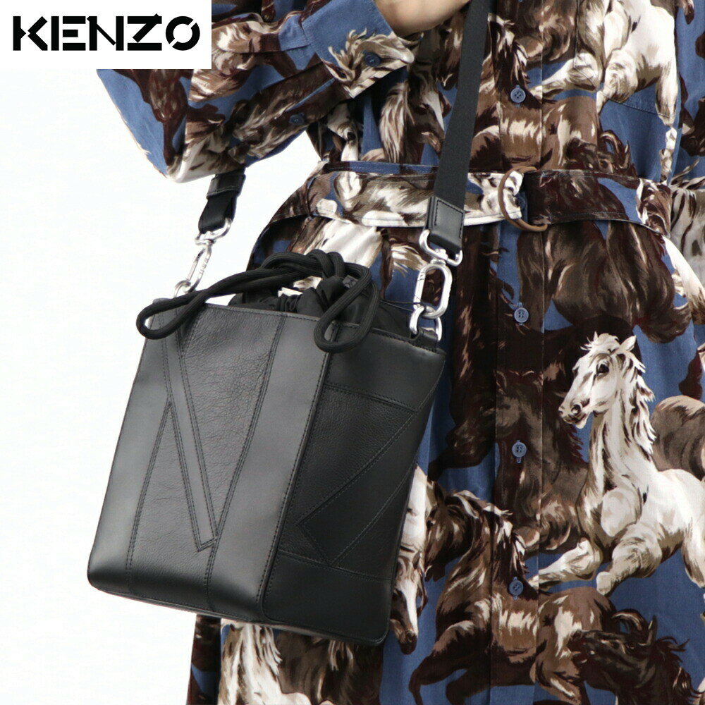 ＼クーポン配布中／ 【新品】 ケンゾー KENZO バッグ ショルダーバッグ FA62SA901L13 99 ユニセックス ブラック メンズ レディース クロスボディ 巾着 シンプル ロゴ