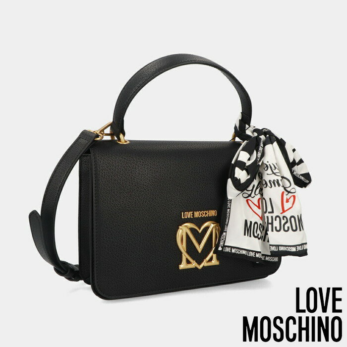 【新品】 ラブ モスキーノ LOVE MOSCHINO JC4209PP1DLL0000 ショルダーバッグ/ハンドバッグ ブラック ゴールド金具 ハート スカーフ付き 2way ワンポイント ロゴ シンプル レディース