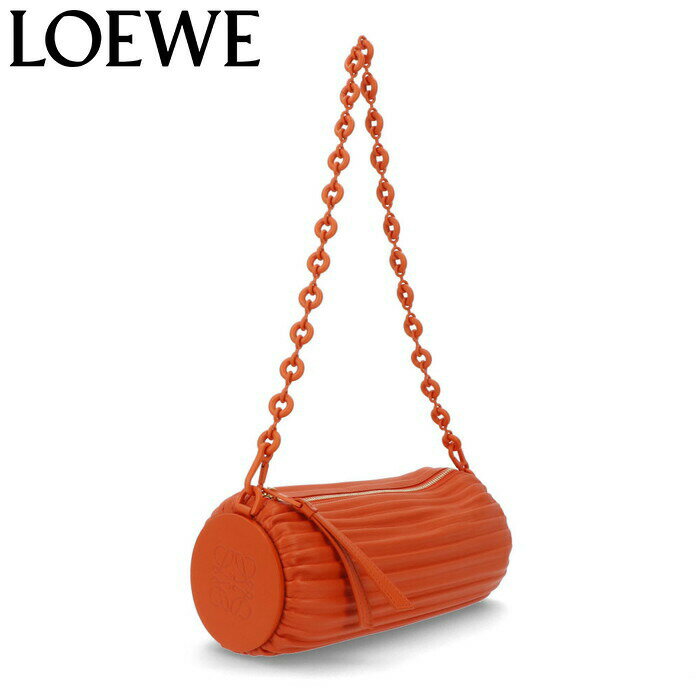 【P2倍&クーポンで10000円OFF】 ロエベ LOEWE バッグ ショルダーバッグ A912P84X15 ブレスレットポーチ レディース オレンジ プリーツナパ レザー 本革 無地 2way マット アナグラム