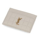 【新品】サンローラン SAINT LAURENT 雑貨 カードケース レディース ホワイト系 ラムスキン レザー カサンドラロゴ キルティング 742760 A...