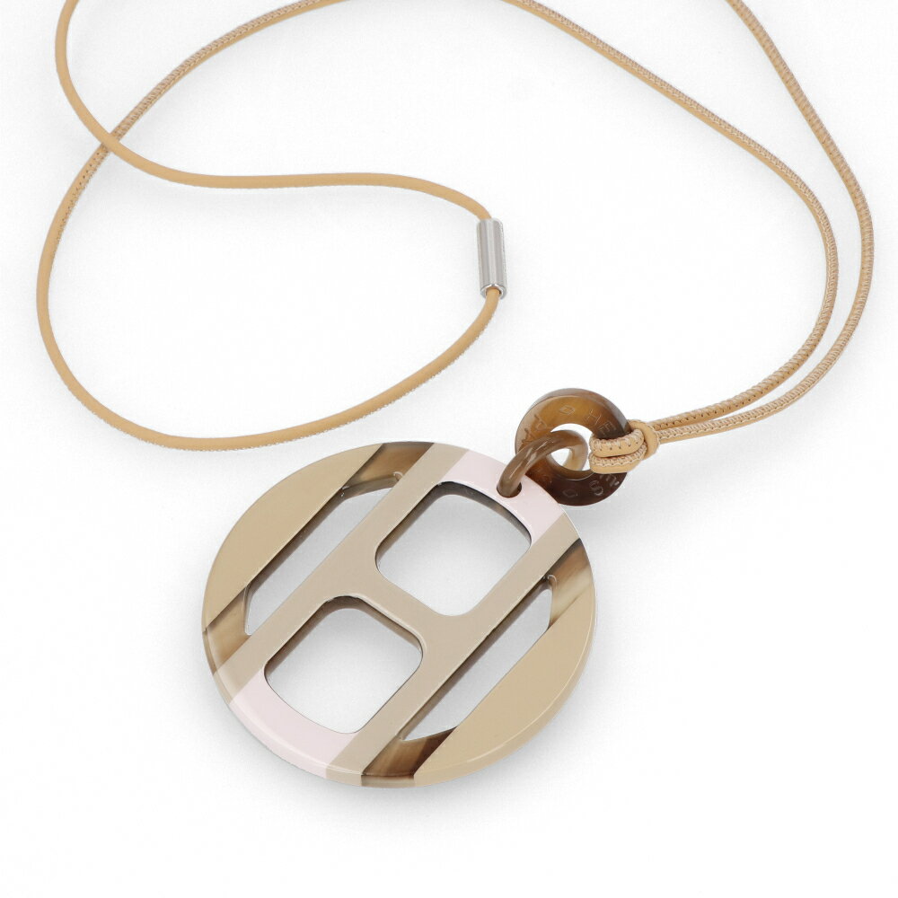 【新品】 エルメス HERMES アクセサリー ネックレス ネックレス Hエキップ フォーブル・パステル レディース ペンダント ベージュ ピンク バッファローホーン ラッカーのサムネイル