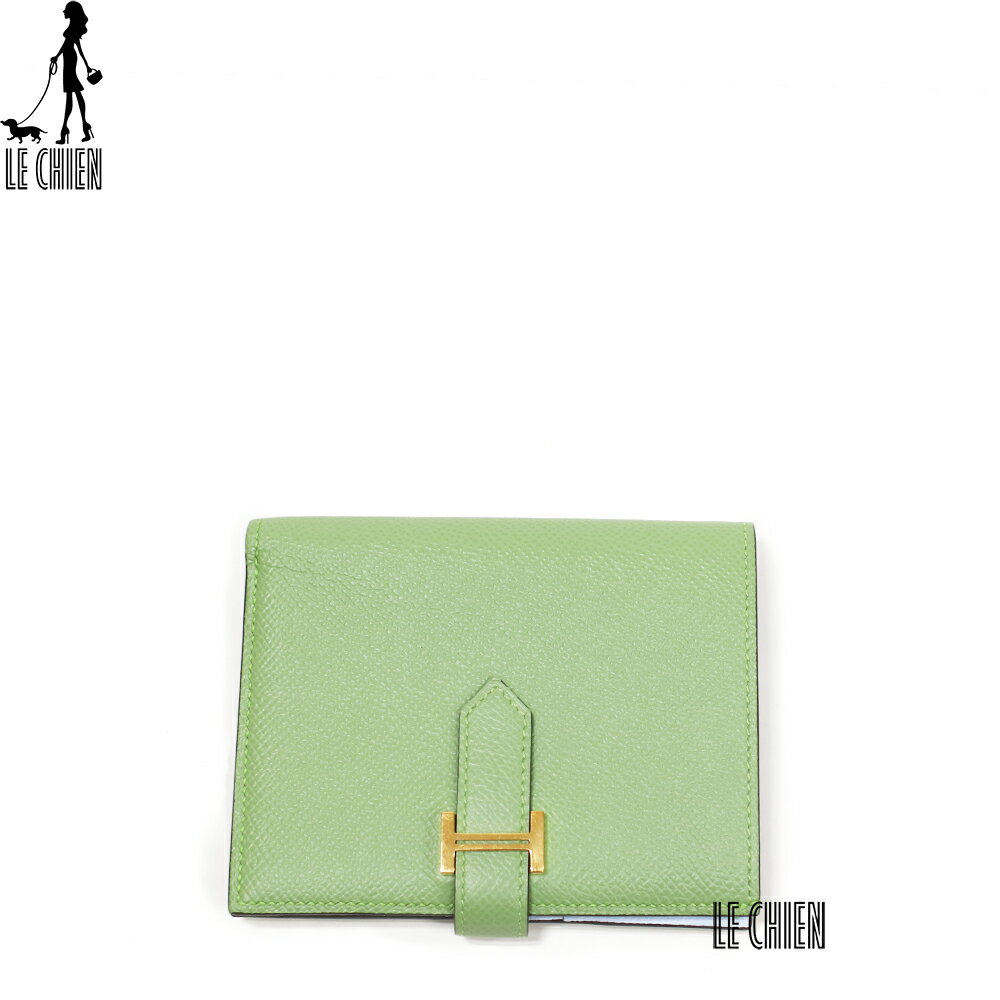 ＼楽天ランキング1位獲得／【中古】【美品】HERMES エルメス ベアン コンパクト ヴェルソ クリケット ブルーブリュム ゴールド金具 エプソン 財布 折り畳み財布 81029005のサムネイル