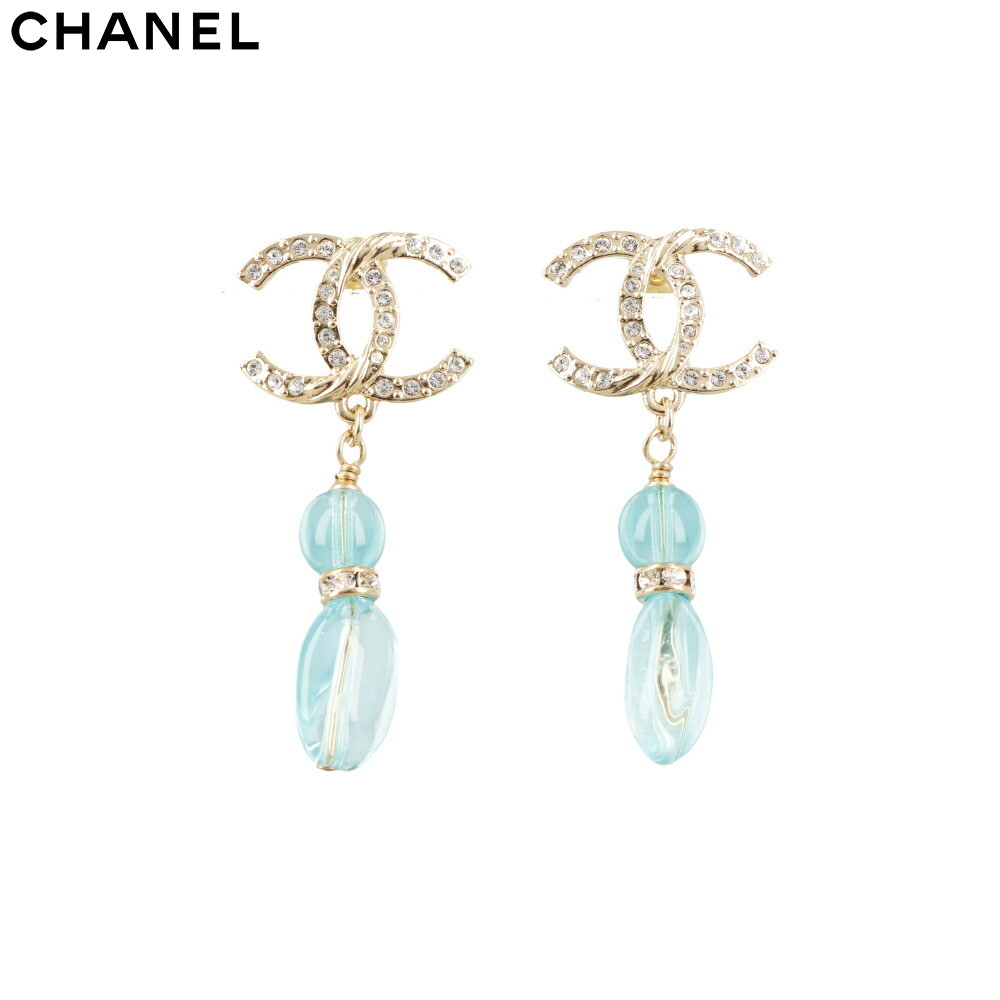 シャネル ピアス（レディース） ＼お買い物マラソン／【新品】 シャネル CHANEL ABA158 B10004 NM022 ピアス アクセサリー CCマーク ラインストーン ココマーク グリーン ゴールド