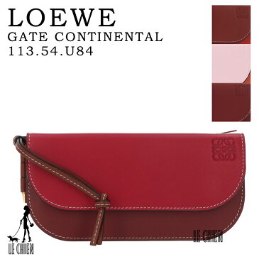 \最安値挑戦中/【新品】【並行輸入品】LOEWE ロエベ GATE CONTINENTAL WALLET ゲート コンチネンタル ウォレット113.54.U84 長財布 RASPBERRY GARNET SOFT PINK WINE レザー レディース