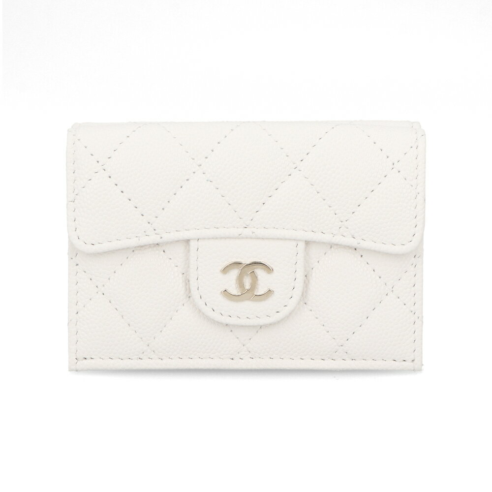 ＼エントリーでP5倍／【新品】CHANEL シャネル クラシック スモール フラップウォレット ホワイト キャビアスキン 三つ折り財布 AP0230のサムネイル