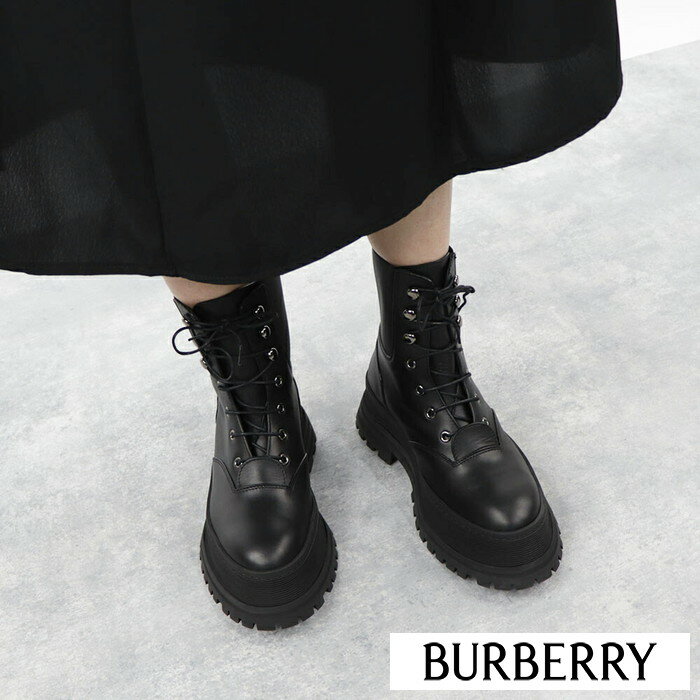 【週末限定SALE】＼P3倍 27日1:59迄／【新品】 バーバリー BURBERRY シューズ ブーツ ショートブーツ 8034295 A1189 レディース BLACK レースアップ サイドゴア 厚底