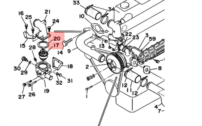 ヤマハ ディーゼルエンジン MD630用 サーモスタット ガスケットセット