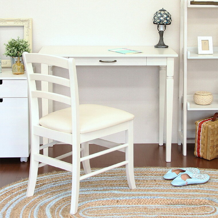 デスク PCデスク パソコンデスク オフィスデスク ワークデスク 机 平机 90cm幅 おしゃれ 北欧 アンティーク調 かわいい ホワイト 白 木製 木脚 受験勉強 学習机 作業台 省スペース テレワーク 在宅勤務 アンティーク パソコンデスク(WH) [2]