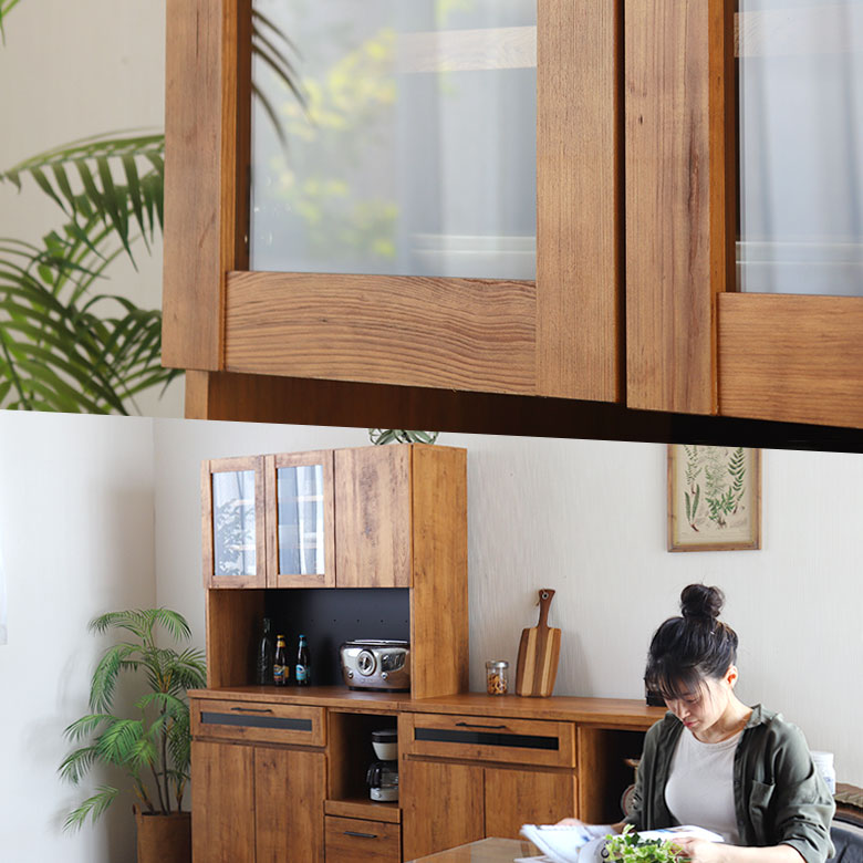 食器棚 キッチンボード レンジ台 レンジボード 完成品 幅105cm 北欧 ヴィンテージ おしゃれ キッチン 収納 カップボード ダイニングボード キッチンラック 台所 収納棚 ハイタイプ レンジ収納 木製 棚 シンプル モダン 日本製 ★NIT105KB easy-f-10027559 Easyファニチャー サンプル画像2