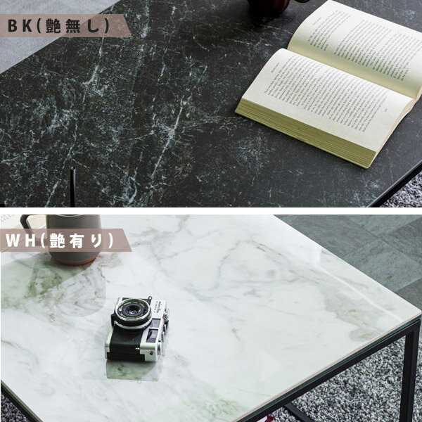 セラミック センターテーブル ローテーブル リビングテーブル 120 モダン 高級感 おしゃれ シンプル 韓国 白 黒 ガラステーブル セラミックテーブル 大理石柄 ストーン調 ガラス スチール 耐熱 長方形 インテリア 一人暮らし 新生活 カーサ [2]