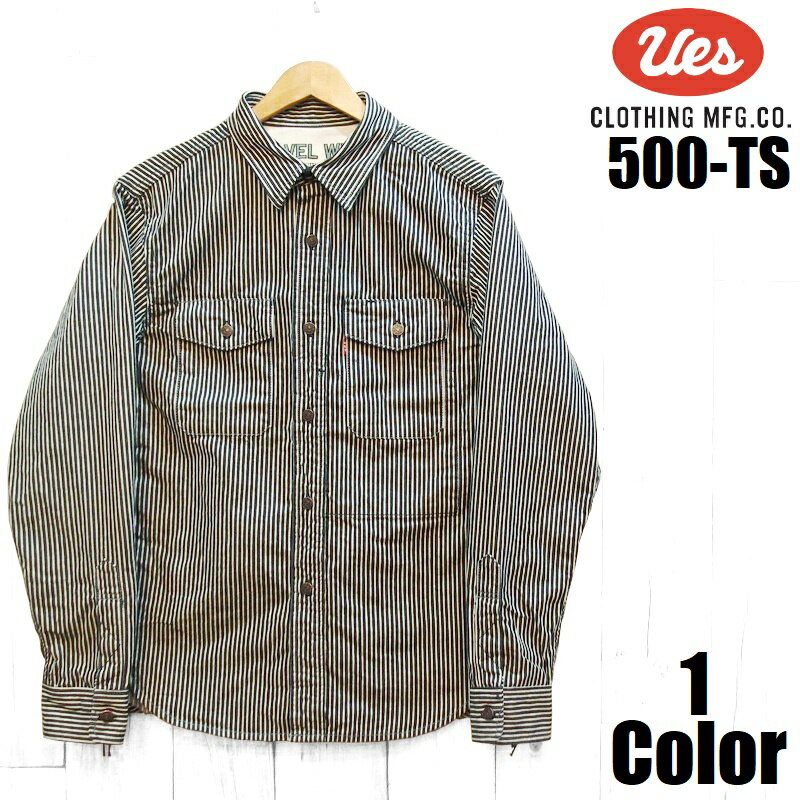 Denim Shirt - ウエス ヒッコリートラベリングシャツ UES EASY NAVY 500-TS-H 長袖 国産 日本製 メンズ アメカジ あす楽 送料無料