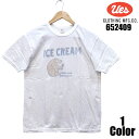 ウエス 'ICE CREAM'プリントTシャツ UES EASY NAVY 652409 半袖 国産 日本製 メンズ アメカジ あす楽 送料無料