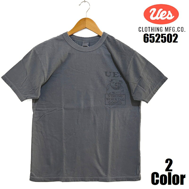Rakuten - ウエス 'BULLDOG'プリントTシャツ UES EASY NAVY 652502 半袖 国産 日本製 メンズ アメカジ あす楽 送料無料
