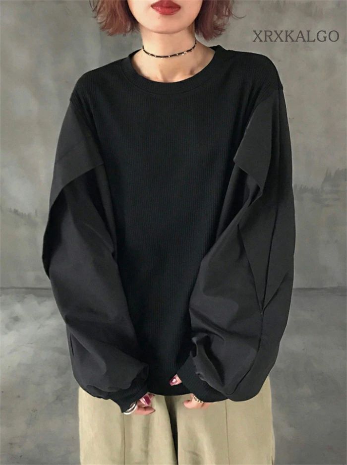 レディース カジュアル パッチワーク 長袖 スウェットシャツ 秋冬 フォーマル 大きいサイズ Lサイズ 通勤 通学 OL きれいめ 大人 春 夏 秋 春夏