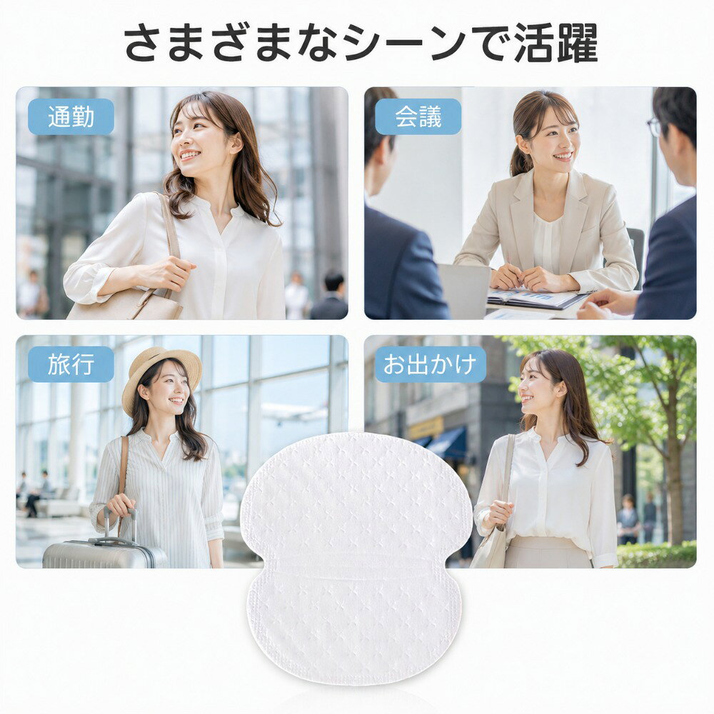 脇汗パッド 100枚セット 汗取りシート 吸汗パッド 衣類貼り付けタイプ 薄型 汗染み...