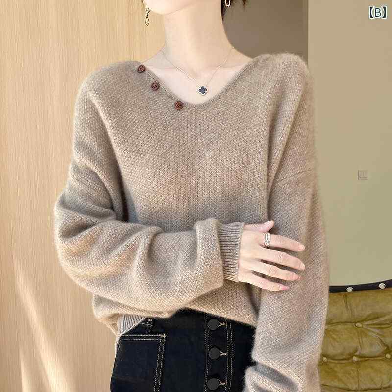 コーデ カワイイ Vネック オシャレ ファッション シンプル フレンチスタイル 長袖 アイテム 服 スリム レディース ス 大人カワイイ 通勤ウェア 秋冬 セーター ウール 大きいサイズ