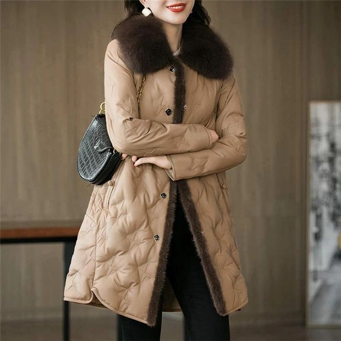 レザーコート ダウンコート ラムレザーコート 本革 ダウン 羊革コート レディースアウター レディースコート ダウンジャケット 冬防寒 アウター 送料無料の商品画像