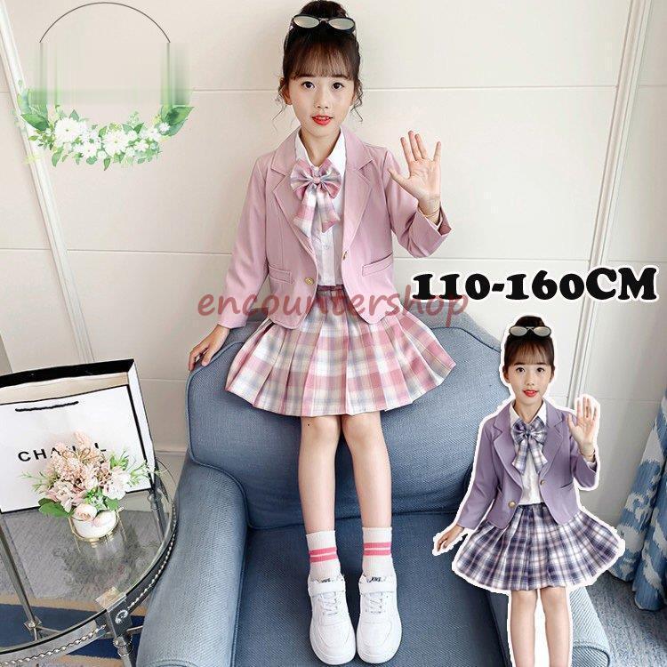 入学式 スーツ 女の子 卒園式 フォーマルスーツ 子供服 スーツ ジャケット スカート 蝶ネクタイ チェック柄 七五三 発表会 カジュアル 普段着