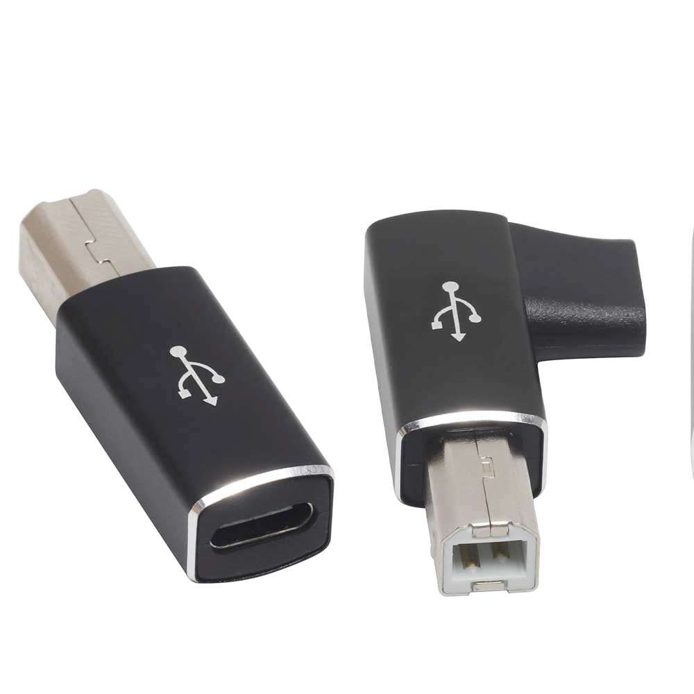 USB Type-B to Type-C 変換アダプタ USB変換コネクタ Bタイププラグ - Cタイプソケット USB-TypeB 2.0 (オス) - USB-TypeC (メス) 中継 延長アダプタ L字仕様 データ通信 480Mbps 対応 送料無料