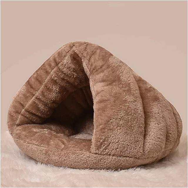 樂天商城 - 8色 猫 ベッド 新ホット三角形ペット 巣 ペット 犬 猫 洞窟イグルー ベッド バスケット 家 子 猫 ソフト コージー 屋内 クッション 犬