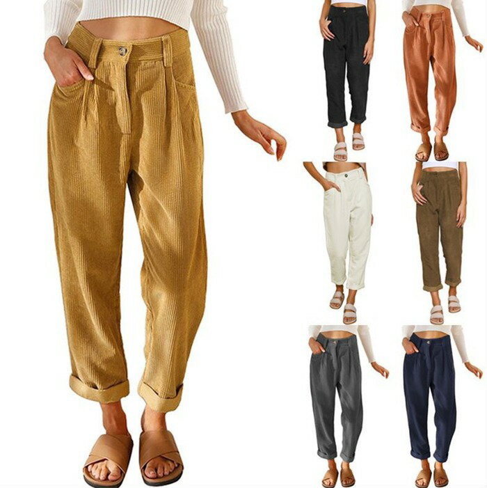 コーデュロイパンツ レディース テーパードパンツ ボトムス パンツ ズボン 無地 カジュアル 秋服 冬 秋冬 コーデュロイ カジュアル ゆったり
