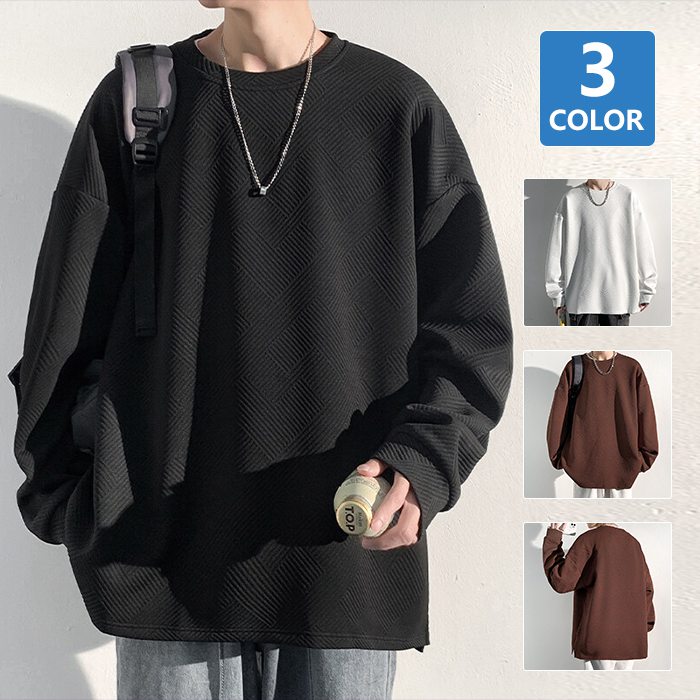 乐天商城 - トレーナー メンズ 長袖 スウェット 無地 春 秋 ゆったり おしゃれ カジュアル プルオーバー プルオーバー トレーナー 快適 丸襟