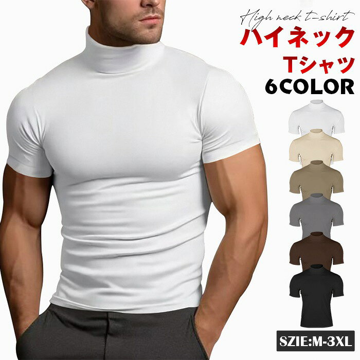 樂天商城 - ハイネック tシャツ ゴルフウェア メンズ 半袖 ゴルフ 無地tシャツ モックネック 半袖 夏 ティーシャツ トップス カットソー カジュアル ゴルフtシャツ 半袖tシャツ