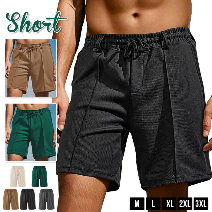 乐天商城 - ショートパンツ メンズ 膝上 吸汗速乾 ドライ パンツ メンズ メッシュ センタープレス 夏 無地 イージーパンツ ズボン ハーフパンツ ゴルフパンツ ゆったり スポーツウェア 部屋着 カジュアル 父の日