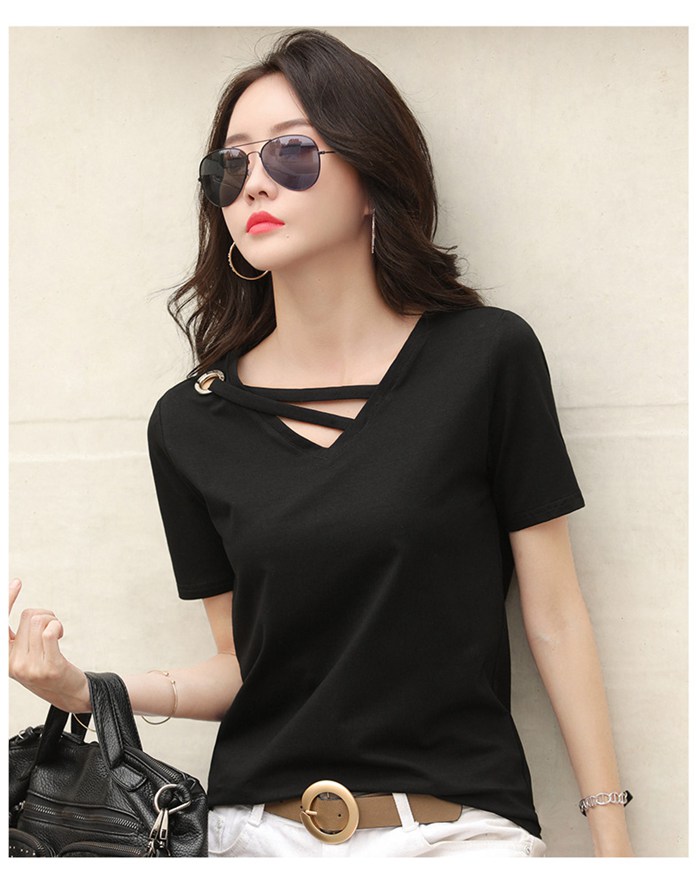 Tシャツ カットソー トップス チュニック Tシャツ レディース インナー 半袖カット...
