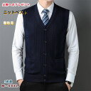 ニット ベスト メンズ カシミア ウール トップス ニットベスト 無地 春秋 ノースリーブ カーディガン Vネック ケーブル編み 前開き ビジネス ファッション...