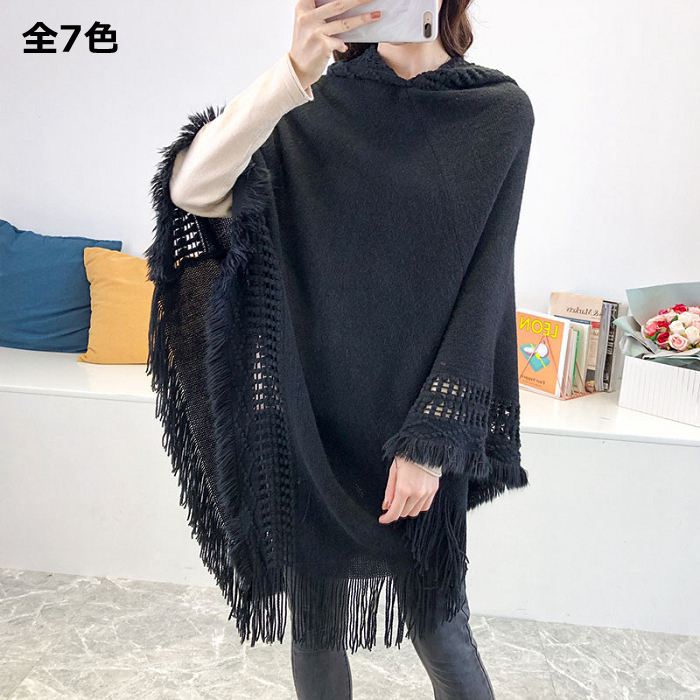 マント 秋 ポンチョ ストール フード付き 不規則 ゆったり 無地 大判 コート フリンジ アウター 冷房対策 マフラー ボヘミアン カジュアル ケープ レディ...