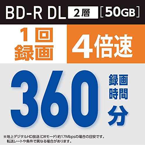 EasyLifeShopのVerbatim バーベイタム 1回録画用 ブルーレイディスク BD-R DL 50GB 10枚 ホワイトプリンタブル 片面2層 1-4 送料無料｜アングル3
