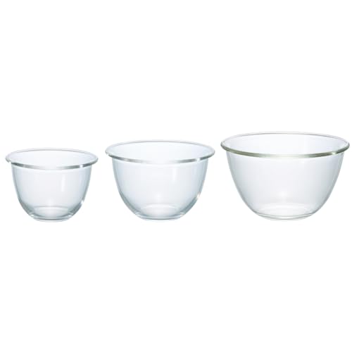 HARIO(ハリオ) 耐熱ガラス製ボウル 3個セット 900ml/1500ml/2200ml ミキシングボウル 調理用 ボール プレゼン 送料無料