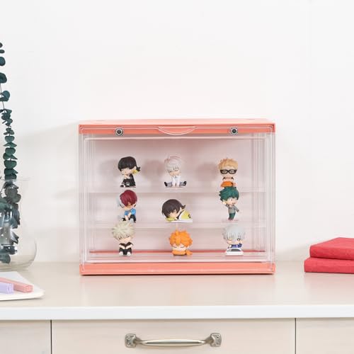 不二貿易 コレクションケース アクリルケース フィギュアケース 幅30×奥行17.6×高さ23.3cm 3段 ピンク 29027 送料無料 [2]