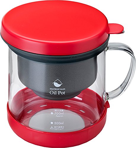 高木金属工業 takagi metal オイルポット 油漉し 油ポット 油保存 耐熱ガラス 0.7L レッド 日本製 フッ素コート 活性 送料無料