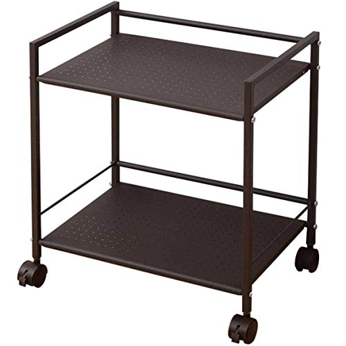 Rakuten - 山善(YAMAZEN) キャスター付きスチールラック 2段 ブラウン CPR-50432C(BR) 送料無料