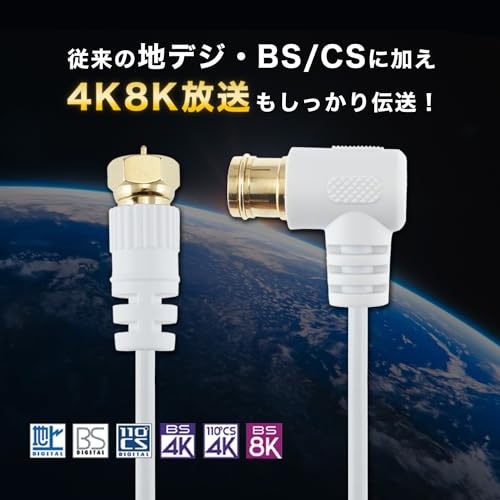 ホーリック 極細アンテナケーブル S-2.5C-FB同軸 5m 【4K8K放送(3224MHz)/BS/CS/地...
